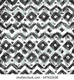 Ethnic geometric seamless pattern. The structure of the traditional folk forms, painted by hand. For the design and decoration background, wallpaper, packaging, fabrics, textiles.