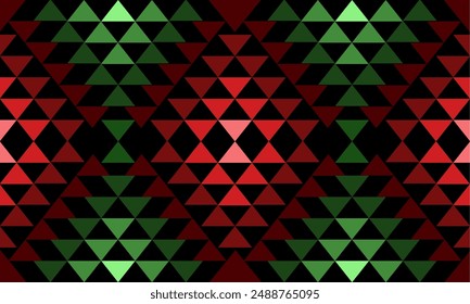 Ethnic geometric seamless pattern tone green and red color