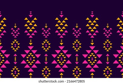 Ethnische geometrische nahtlose Muster traditionell. Grenzdekoration. Fabric-Stammanbau. Design für Hintergrund, Tapete, Illustration, Stoff, Kleidung, Teppich, Textilien, Batik, Stickereien.