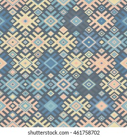 Ethnic geometric seamless pattern in traditional folk tribal style. For the design and decoration background, wallpaper, packaging, fabrics, textiles and other.