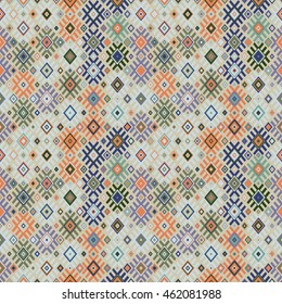 Ethnic geometric seamless pattern in traditional folk style. For the design and decoration background, wallpaper, packaging, fabrics, textiles and other.