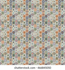 Ethnic geometric seamless pattern in traditional folk tribal style.