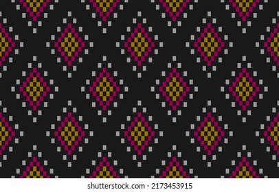 Ethnic geometric seamless pattern in tribal. Fabric ethnic Aztec style. Design for background, wallpaper, illustration, fabric, clothing, carpet, textile, batik, embroidery.