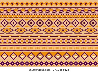 Ethnic Geometric Seamless Pattern, Tribal Border Vector, Traditional Textile Design Background