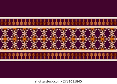 Ethnische geometrische nahtlose Muster mit Stammesmotiven, Zickzacklinien und symmetrischen Formen in warmen Erdtönen, geeignet für Textildesign, Tapeten, Hintergrund und dekorative Drucke.