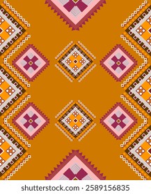 Ethnic geometric seamless vector pattern design for background art wallpaper fabric illustration.