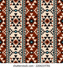 Ethnic geometric stripes pattern. Vector ethnic aztec geometric stripes vintage color seamless pattern background. Use for fabric, textile, ethnic interior decoration elements, upholstery, wrapping.