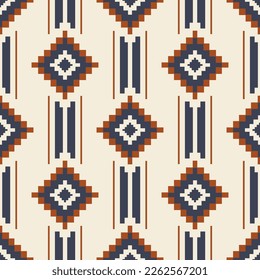 Ethnic geometric stripes pattern. Vector aztec Kilim geometric square stripes seamless pattern background. Southwest geometric pattern use for fabric, home decoration elements, upholstery, wrapping.