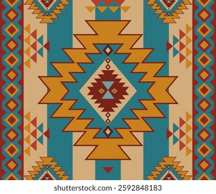 Ethnic geometric stripes pattern. Vector ethnic aztec geometric stripes vintage color seamless pattern background. Use for fabric, textile, ethnic interior decoration elements, upholstery, wrapping.