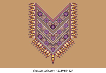 ethnic geometric traditional pattern design for neck line illustration vector