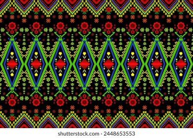 Ethnic geometric traditional seamless pattern. Native Aztec design for fabric, texture, textiles, elements, embroidery, ornaments, clothing, printing, wallpaper, background, decoration, illustration