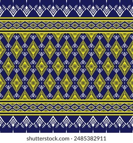 Ethnic geometric tribal traditional pattern motifs. Embroidery style abstract Aztec ornamental seamless design for background textile wallpaper fabric clothing batik sarong. Vector illustration