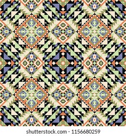 Ethnic geometric vintage pattern, seamless background in traditional tribal folk retro style.