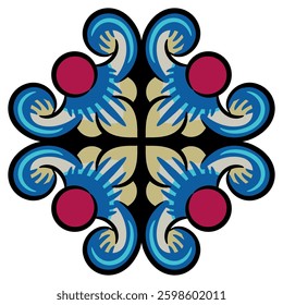Ethnic geometrical decorative ornament. Old Russian medieval folk style. Isolated vector illustration.