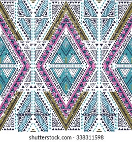Ethnic geometrical pattern, tribal seamless background
