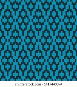 Ethnic geometrical seamless pattern. Pixel square traditional background. vintage wallpaper.