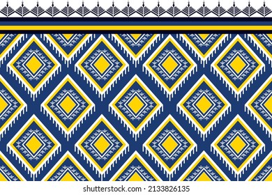 Geometría étnica sin soldadura patrón azul flor oriental Patrón sin foco Tela Diseño Cortina Fondo Moqueta Papel de escritorio Envoltura de tela Tela Batik Vector Patrón de ilustración