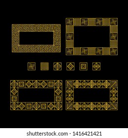 Ethnic golden frames and there elements with free space for  your text. Vector design.
