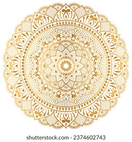 Ethnic golden mandala luxury royal arabesque islamic pattern for wedding invitation card in gold transparent background