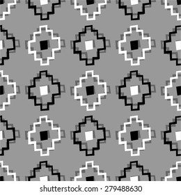 Ethnic gray and black seamless pattern
