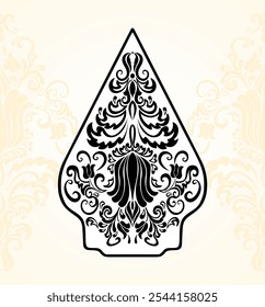 Ethnic Gunungan Wayang aus Java Indonesien mit floralem Vector Illustrator Design