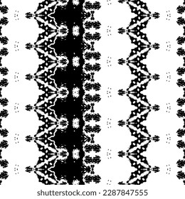 Ethnic Hand Art Batik. Black Colour Ink Scribble Textile. Black Color Native Ikat Batik. Abstract Stripe Dark Pattern. Ethnic Dark Doodle Vector. Simple Geometric Pattern. Seamless Ink Tribal Design