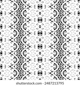 Ethnic Hand Art Print. Tribal Dark Doodle Vector. Seamless Native Art Pattern. Black Colour Ink Scribble Textile. Black Color Scribble Pattern. Simple Native Line Batik. Abstract Dark Ethnic Design
