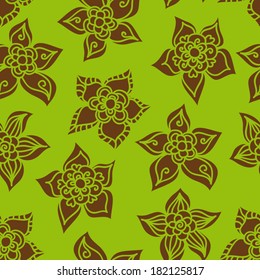 Ethnic hand drawn ornate flowers seamless pattern