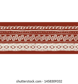 Ethnic hand drawn seamless border, lace, paisley decor, vector