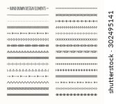Ethnic hand drawn vector line border set and hipster scribble design element. Native brushes. Aztec geometric monochrome vintage fashion pattern for design. Illustration. Doodle style. 