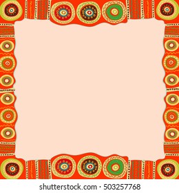 Ethnic hand painted square frame. 