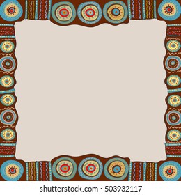 Ethnic hand painted square frame. 