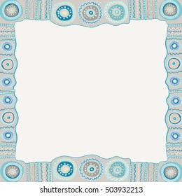 Ethnic hand painted square frame. 