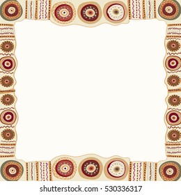 Ethnic hand painted square frame. Vector illustration.