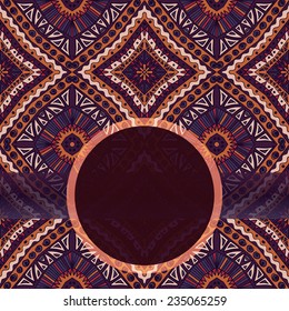 Ethnic hand-drawn template for postcards, invitations, etc with place for your text