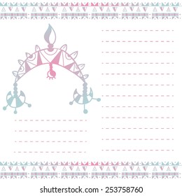 Ethnic hand-drawn template for postcards, invitations, etc with place for your text