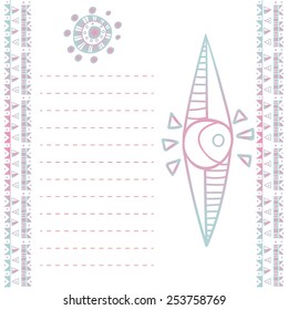Ethnic hand-drawn template for postcards, invitations, etc with place for your text