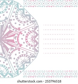 Ethnic hand-drawn template for postcards, invitations, etc with place for your text