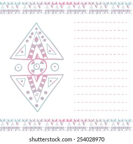 Ethnic hand-drawn template for postcards, invitations, etc with place for your text