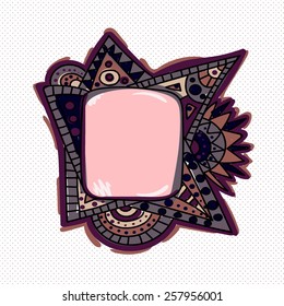 Ethnic hand-drawn template for postcards, invitations, etc with place for your text