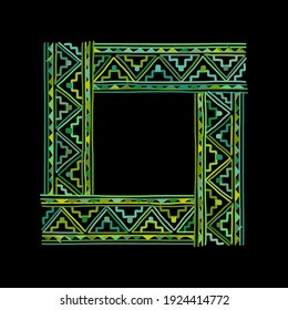 Ethnic handmade frame for your design. Vector illustration