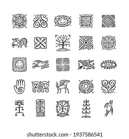 Ethnic Handmade Ornament, Folk Nordic Symbols. Art Icons For Your Design