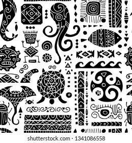 Ethnic handmade ornament. Seamless pattern for your design. Polynesian style