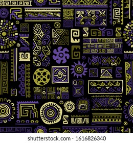 Ethnic handmade ornament, seamless pattern, vector illustration