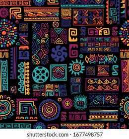 Ethnic handmade ornament, seamless pattern, vector illustration