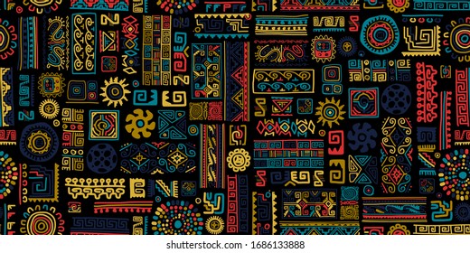 Ethnic handmade ornament, seamless pattern, vector illustration