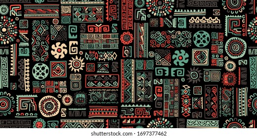 Ethnic Handmade Ornament, Seamless Pattern, Vector Illustration
