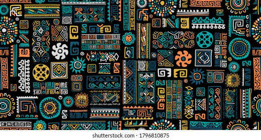 Ethnic handmade ornament, seamless pattern, vector illustration