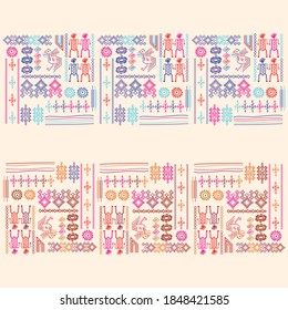 Comodidad étnica hecha a mano, diseño de patrones sin fisuras a todo color.
Patrón sin foco con ornamento étnico y tribal.