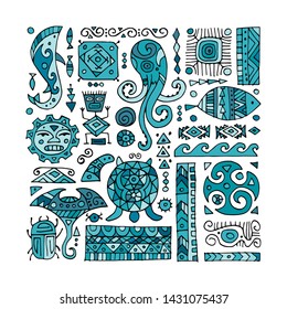 Ethnic handmade ornament for your design. Polynesian style